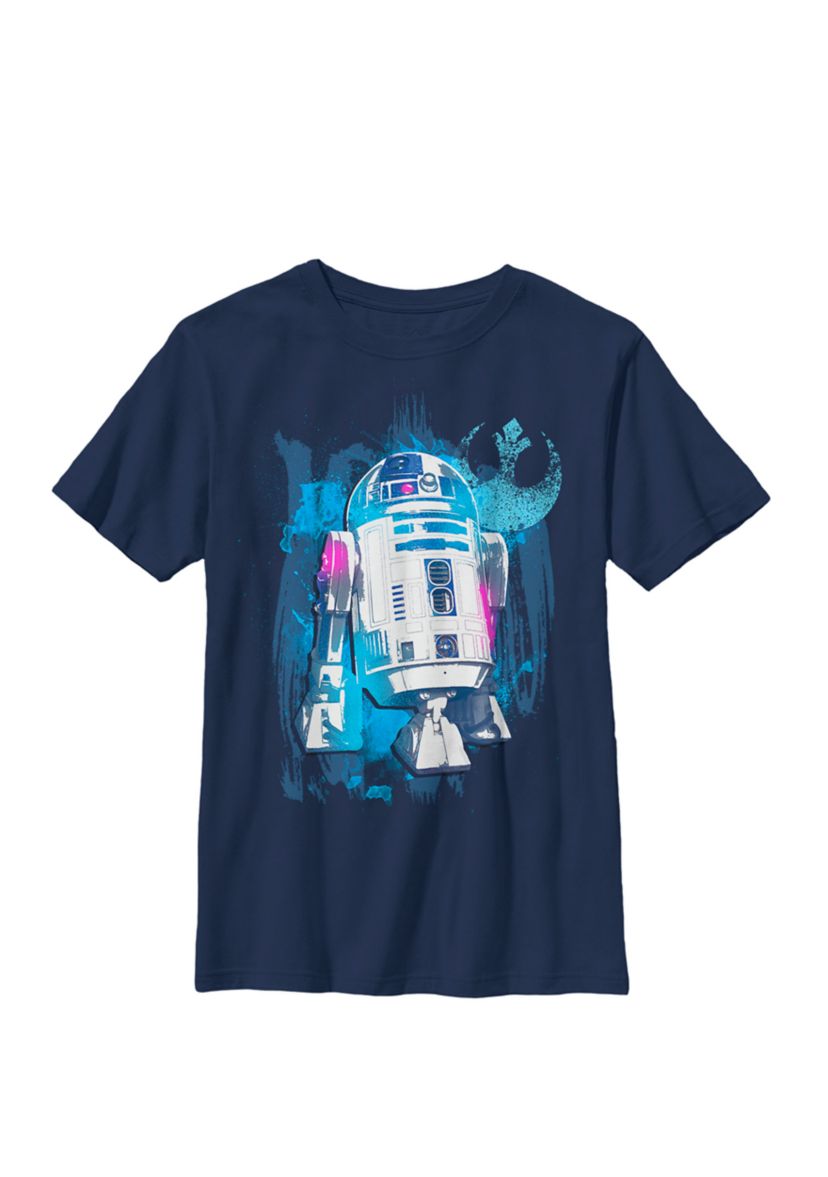 R2-D2 Paint Splatter Rebel Logo B1 Crew Graphic T-Shirt
