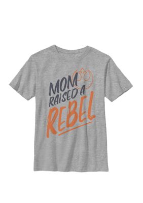 Star Wars Boys 8-20 Mom Raised A Rebel Orange Text Rebel Logo Crew Graphic T-Shirt, Medium