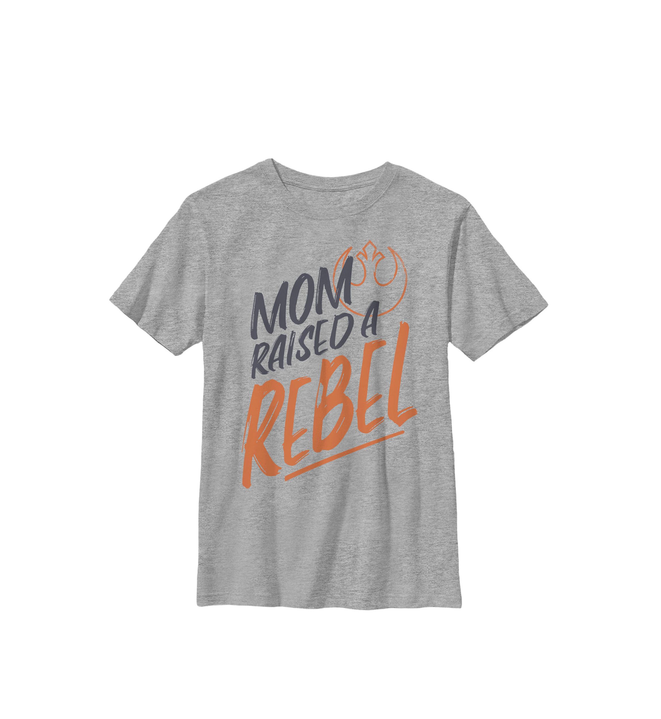 Boys 8-20 Mom Raised A Rebel Orange Text Rebel Logo Crew Graphic T-Shirt
