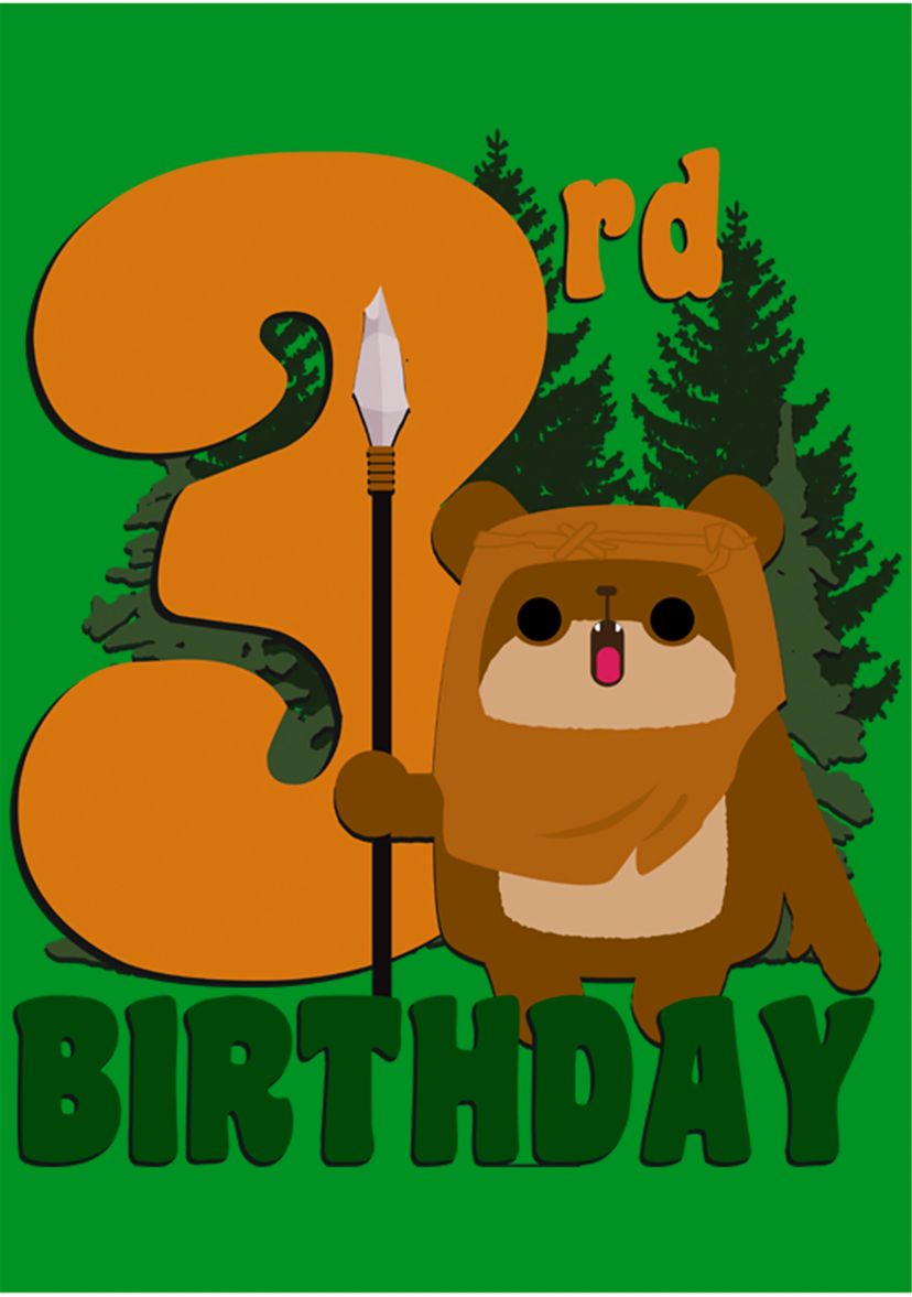 Boys 4-7  3rd Ewok Birthday Graphic Top