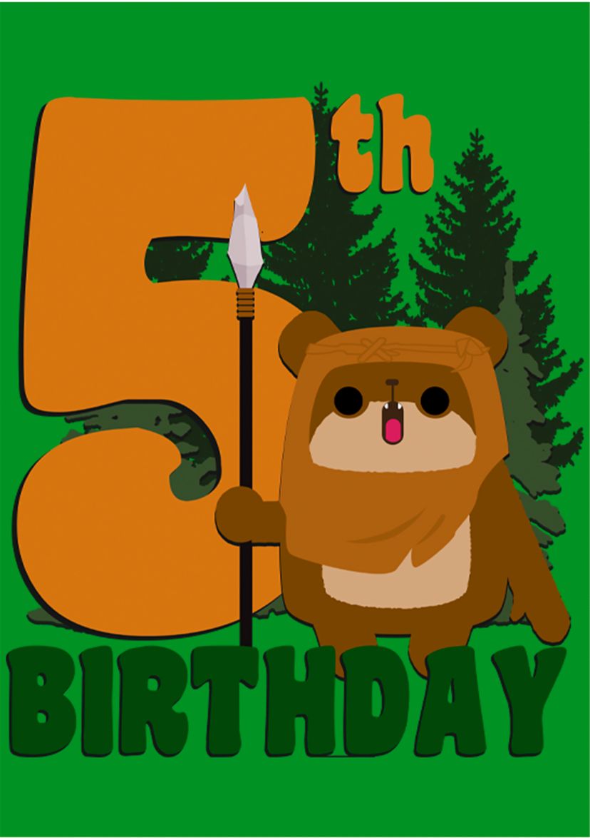 Boys 4-7  5th Ewok Birthday Graphic Top