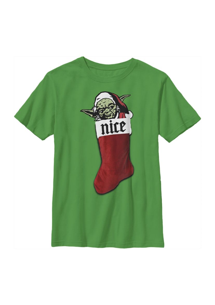 Boys 4-7 Christmas Stocking Nice Yoda Top