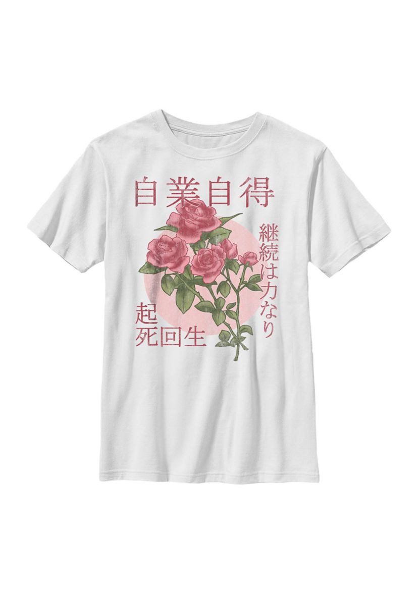 Kanji Flower Circle Graphic Top