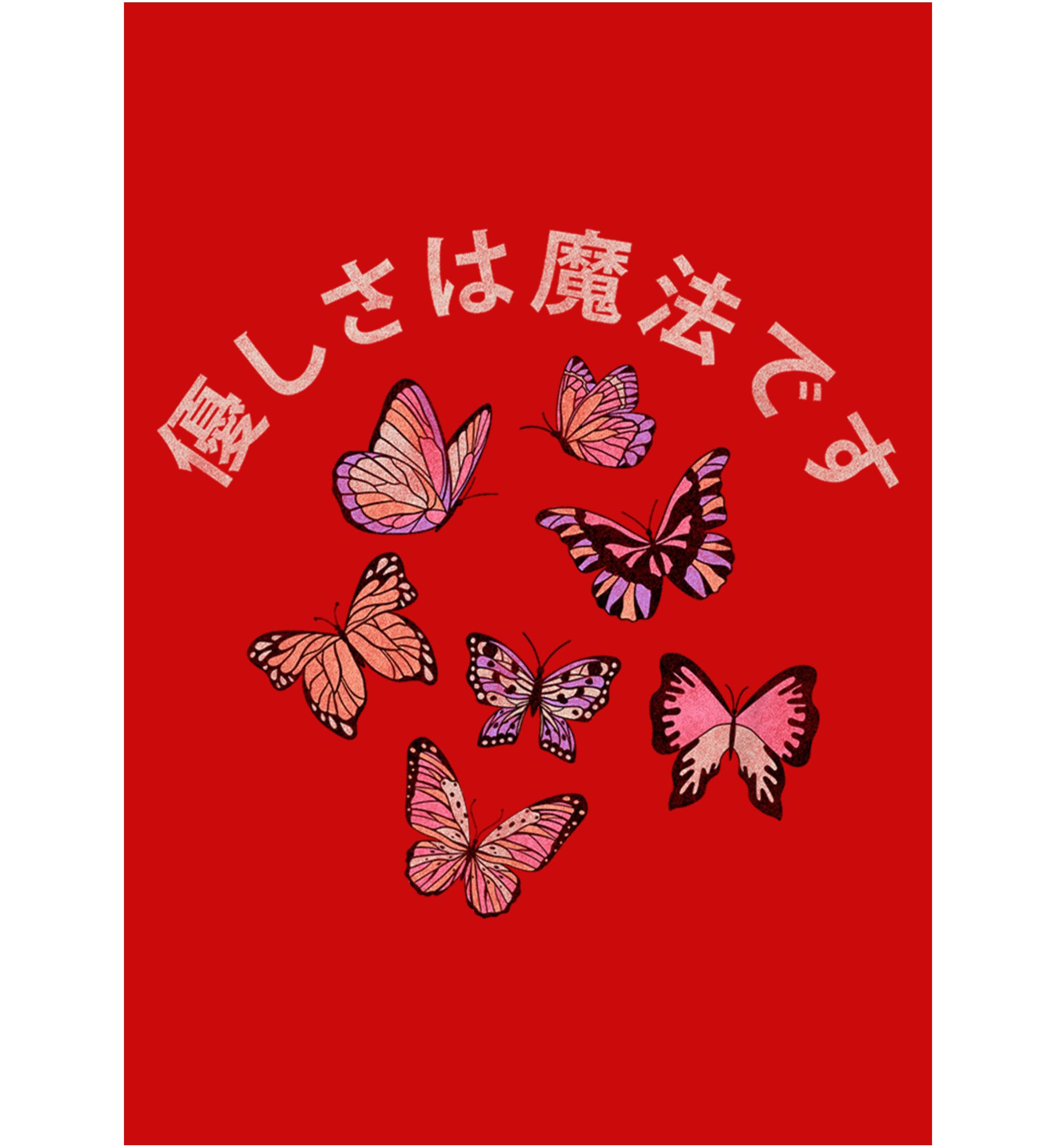 Kind Kanji Butterflies Graphic Top