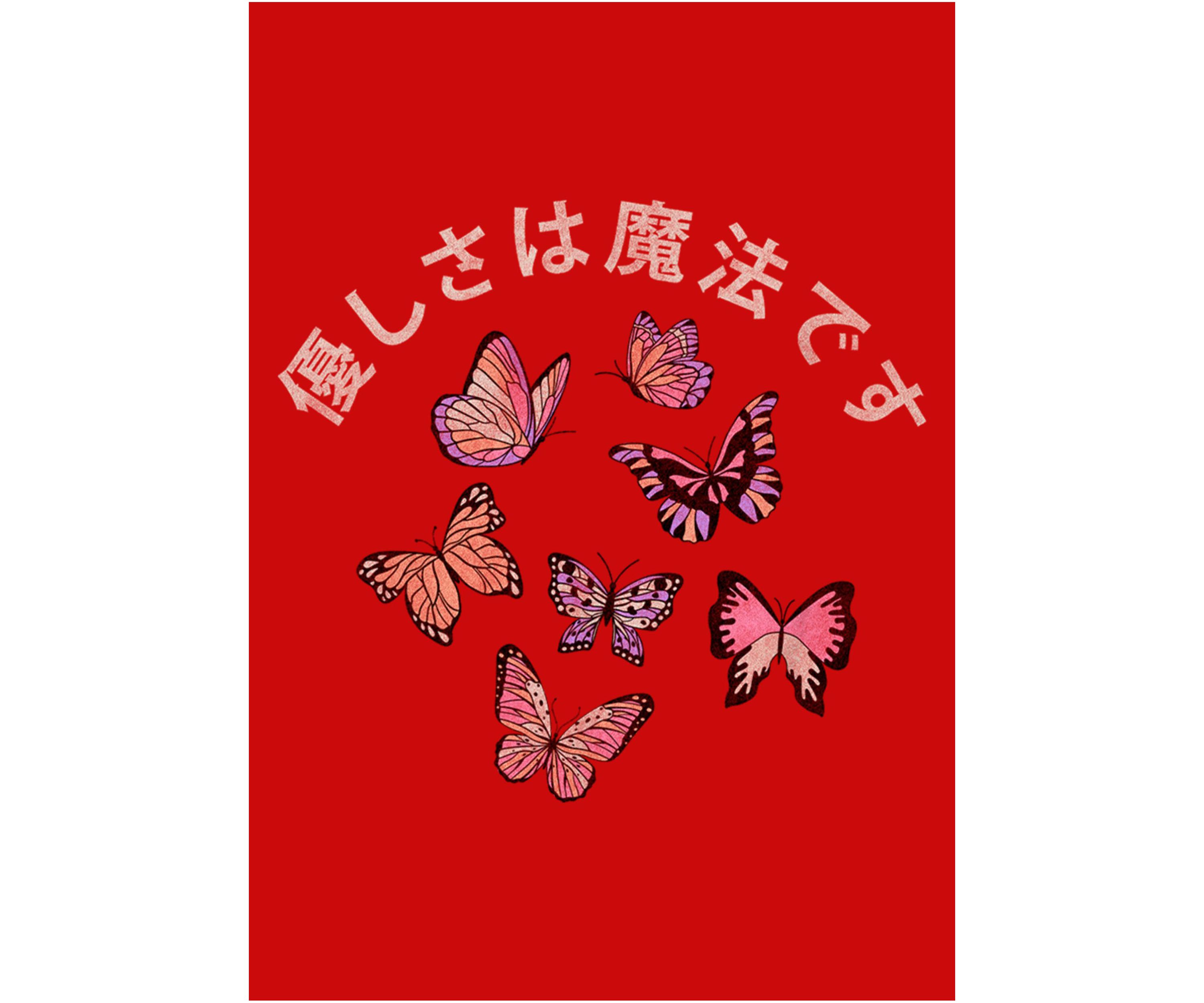 Kind Kanji Butterflies Graphic Top