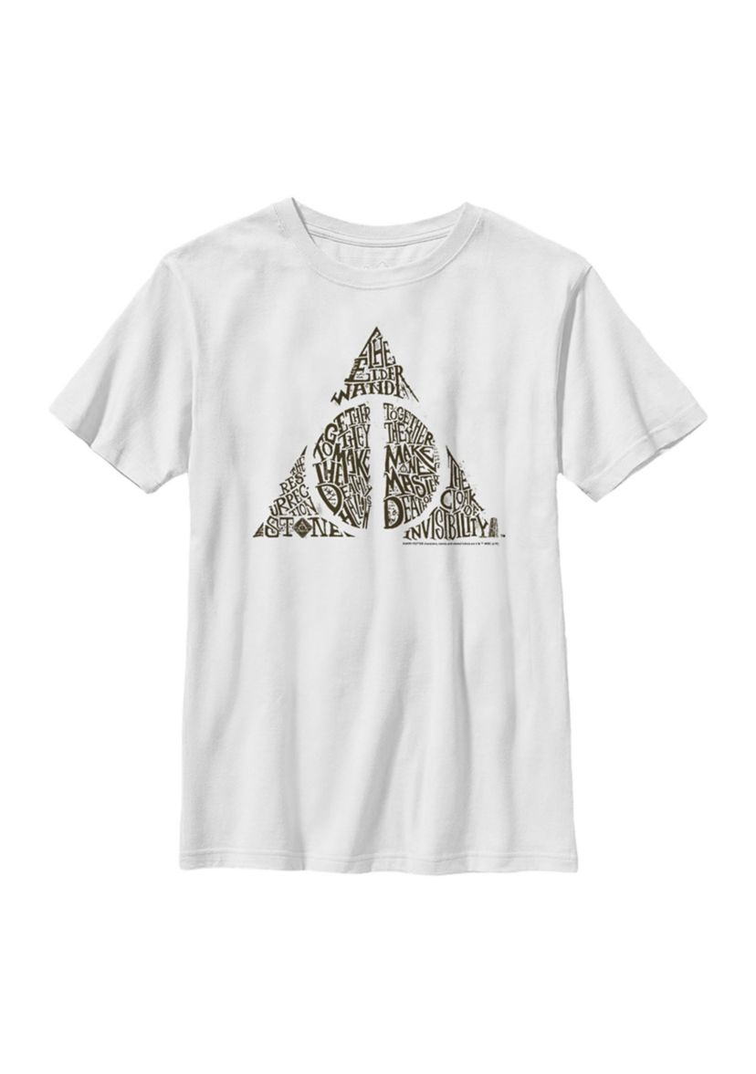Boys 4-7  Deathly Hallows Text Symbol Graphic T-Shirt