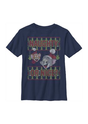 Cartoon Network Boys 4-7 Naughty Or Nice T-Shirt, Navy Blue, Medium