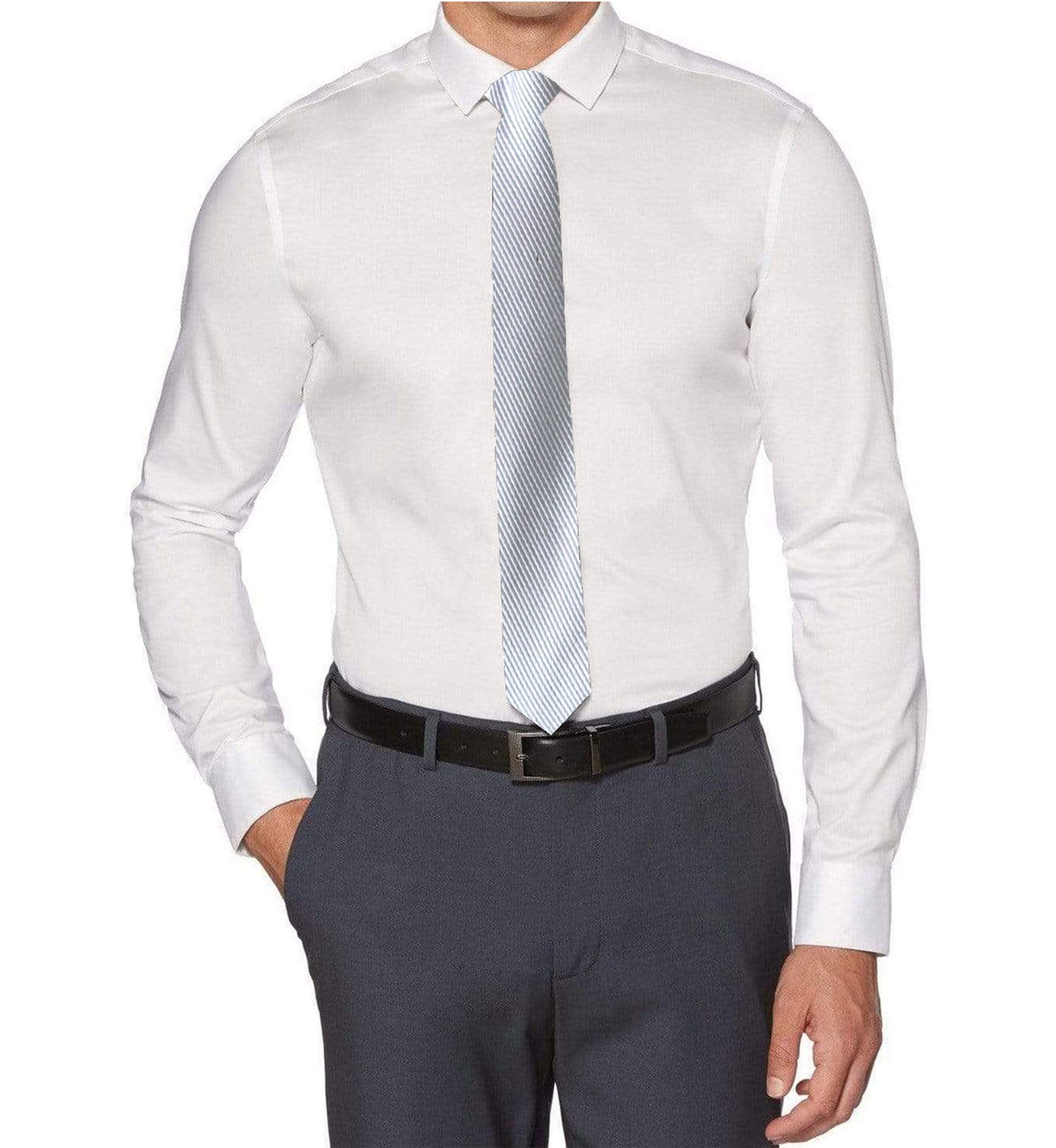  Boys 4-20 Solid White Dress Shirt with White Tie 