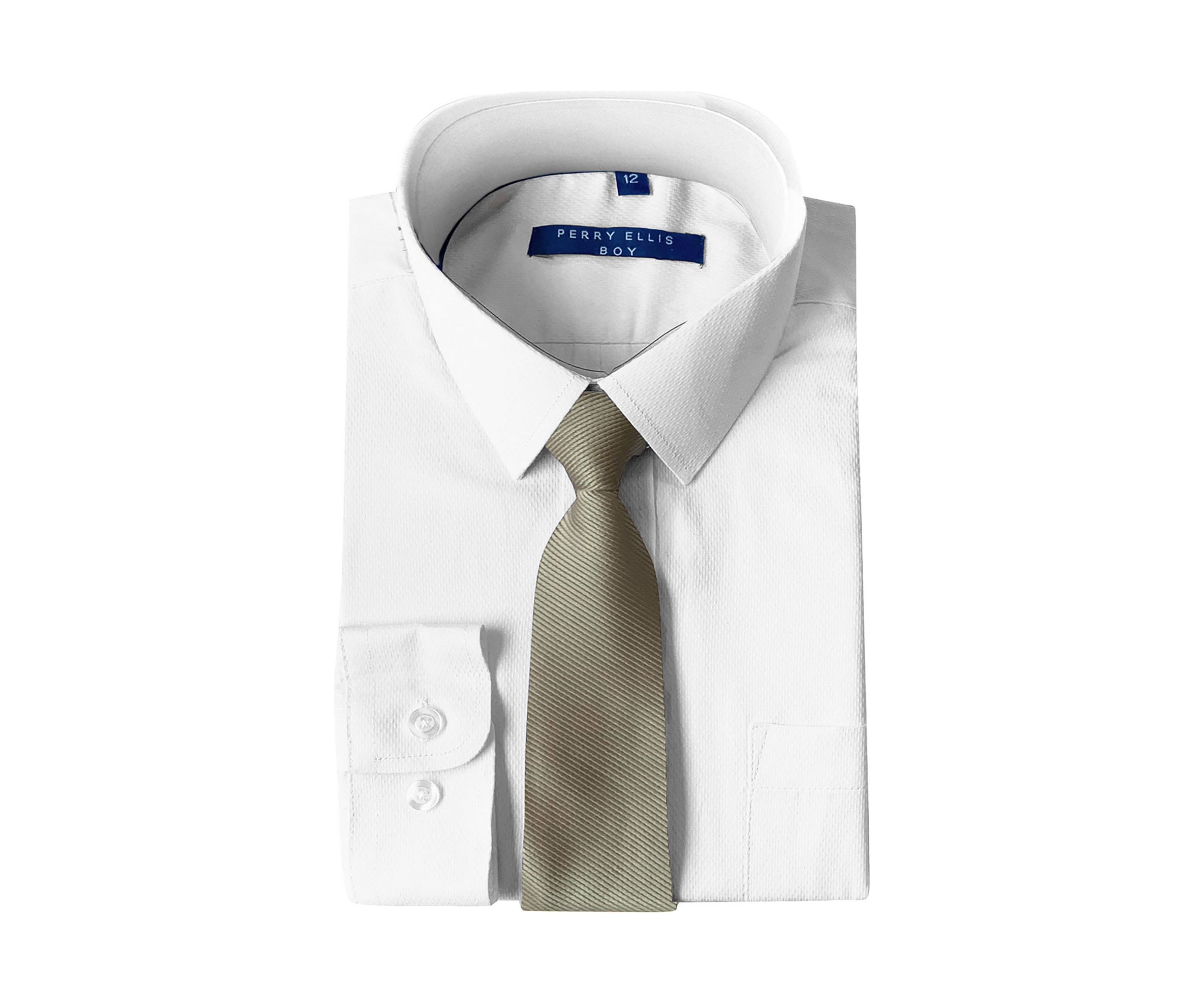 Boys 4-20 Solid White Dress Shirt with Tan Tie