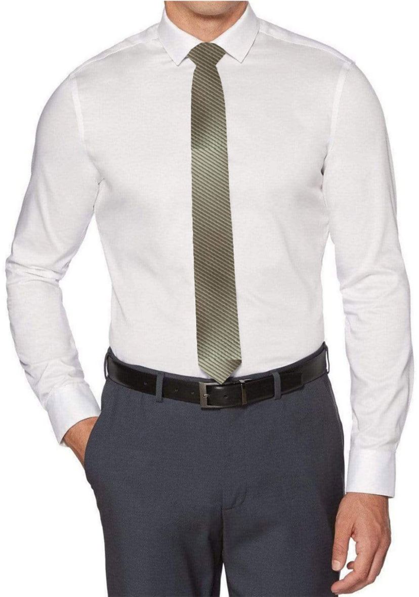 Boys 4-20 Solid White Dress Shirt with Tan Tie