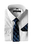 Boys 4-20 Solid White Dress Shirt with Textured Royal Blue Tie
