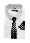 Boys 4-20 Solid White Dress Shirt with Textured Dark Gray Tie