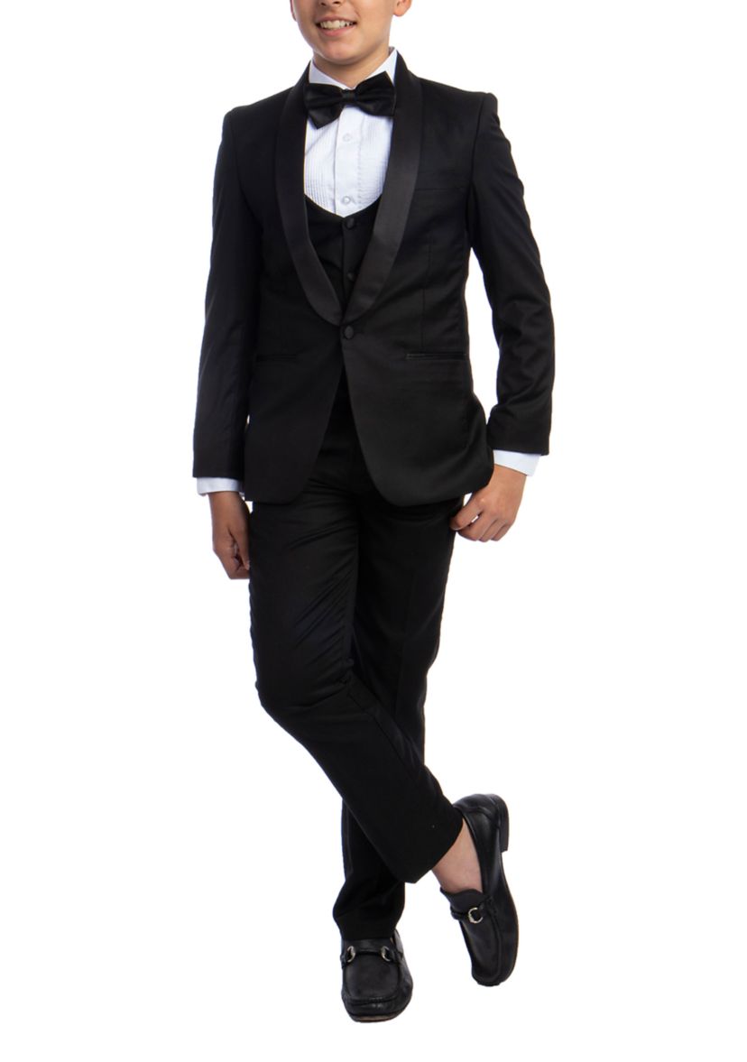 Boys 2-20 Black 5-Piece Shawl Collar Tuxedo