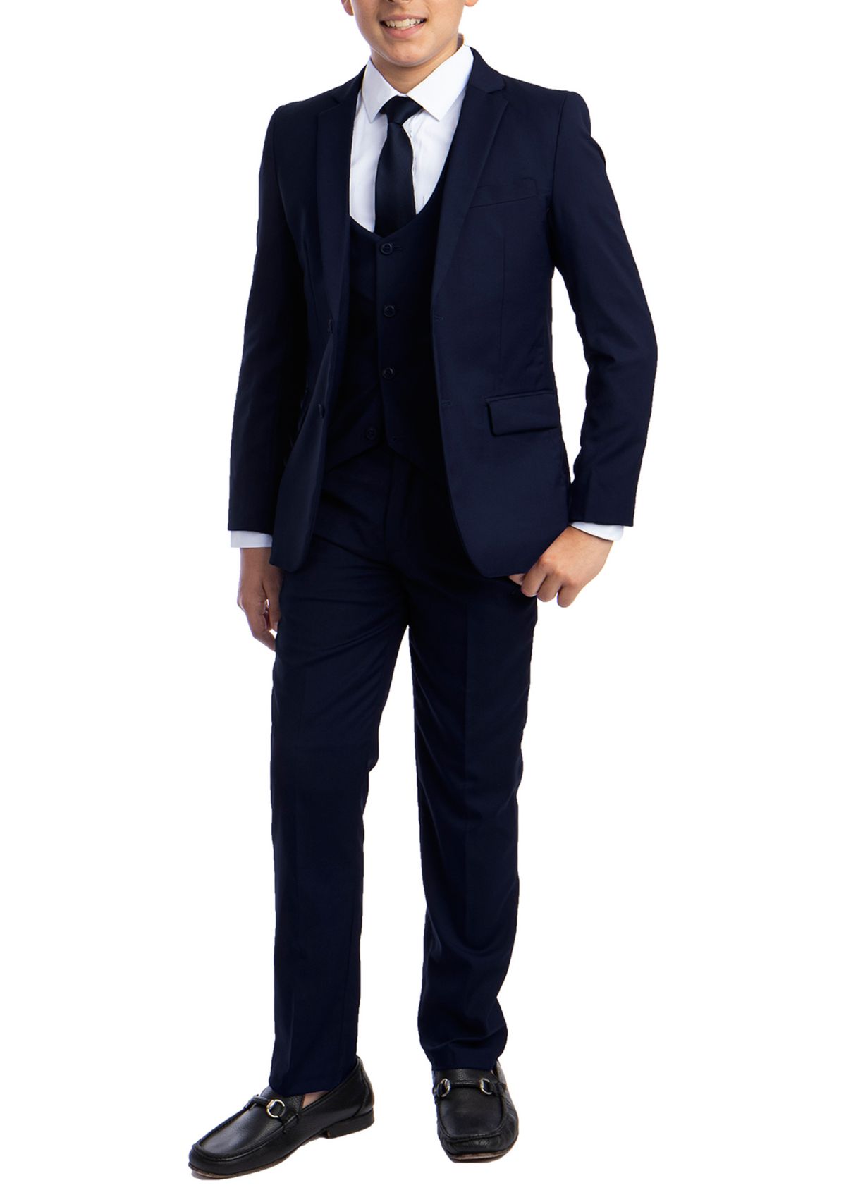 Boys 2-20 Navy Solid 5-Piece Suit
