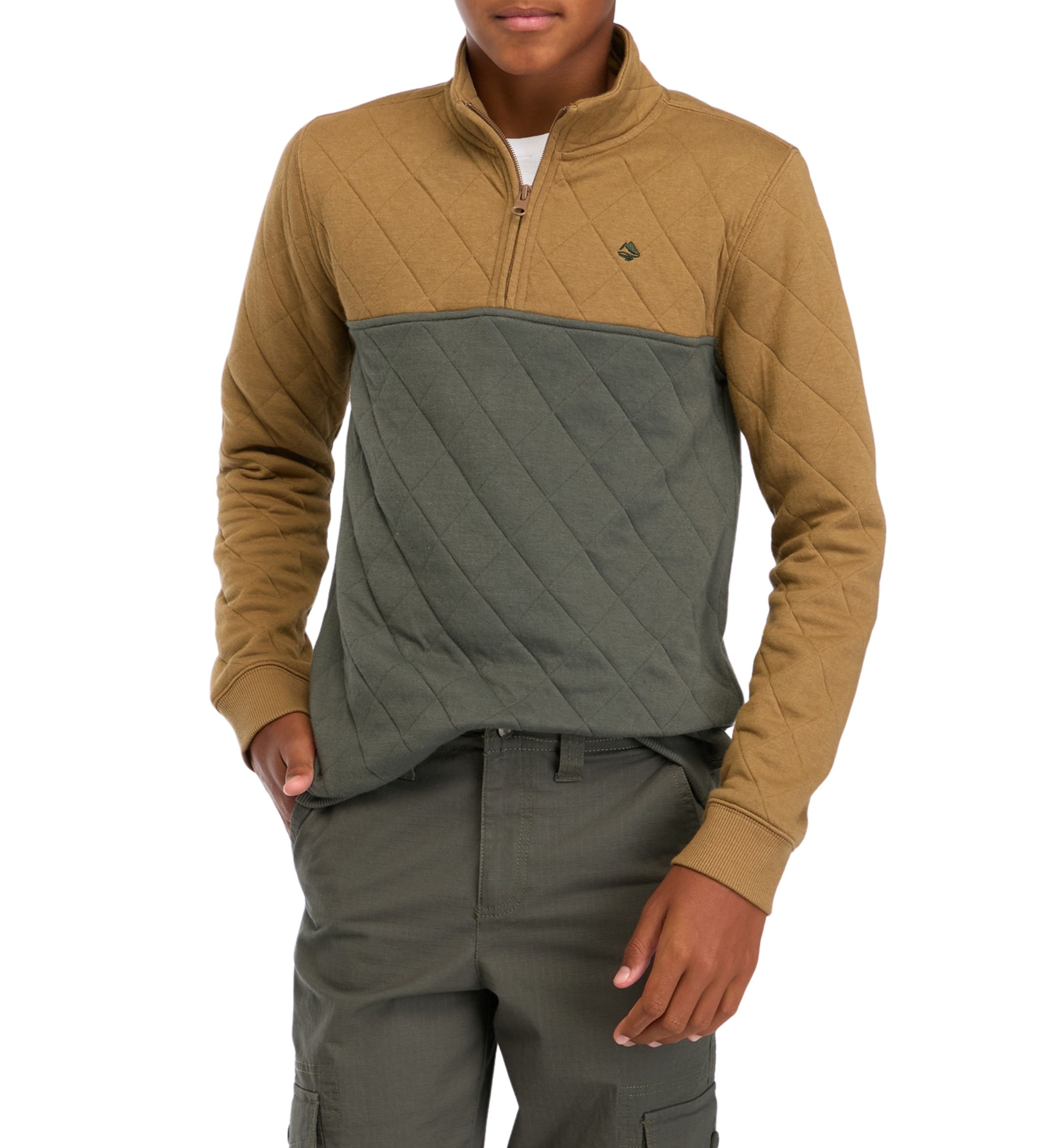 Boys 8-20 Color Blocked Quilted 1/4 Zip Pullover