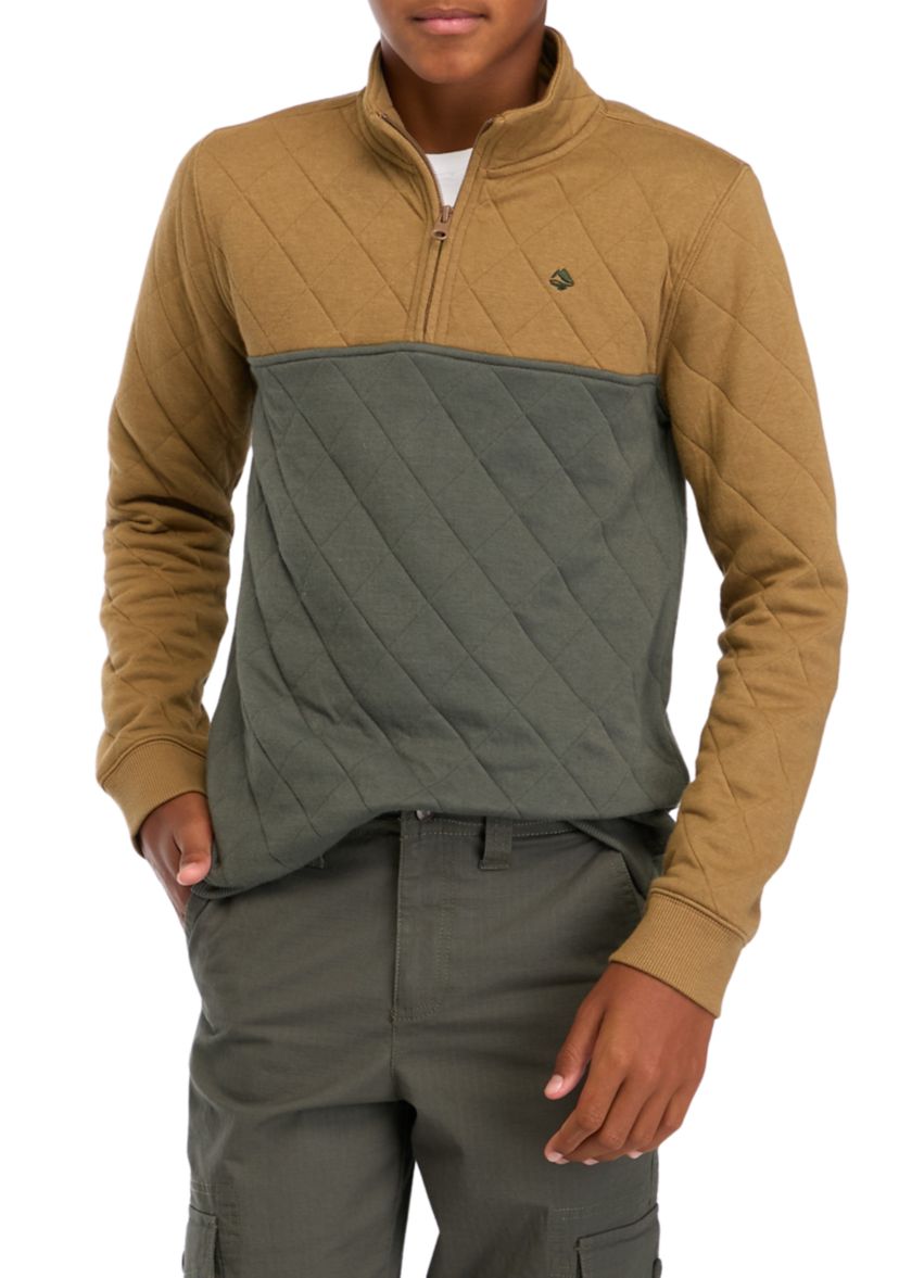 Boys 8-20 Color Blocked Quilted 1/4 Zip Pullover