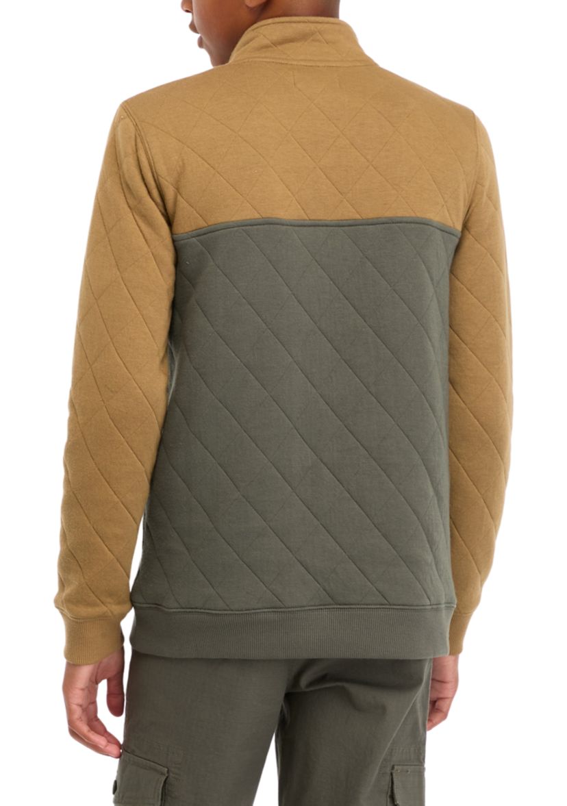 Boys 8-20 Color Blocked Quilted 1/4 Zip Pullover