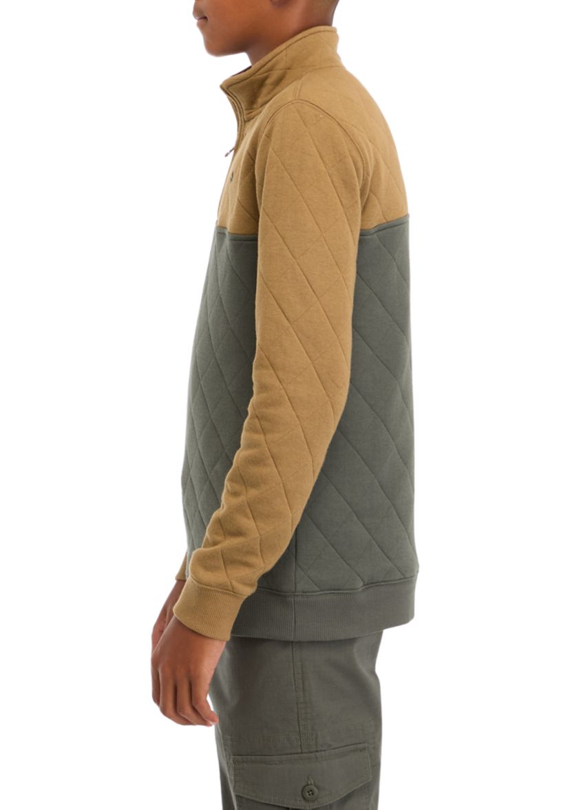 Boys 8-20 Color Blocked Quilted 1/4 Zip Pullover