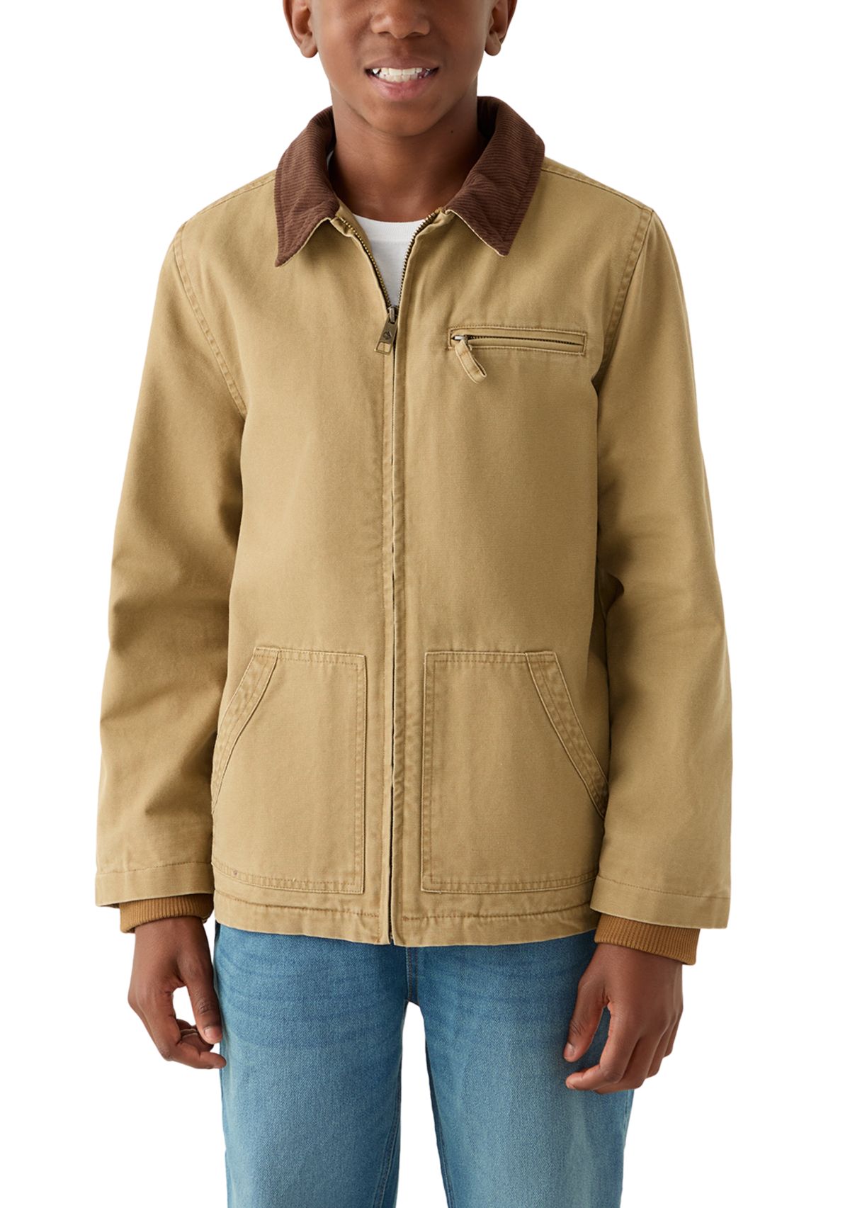 Boys 8-20 Collared Canvas Jacket