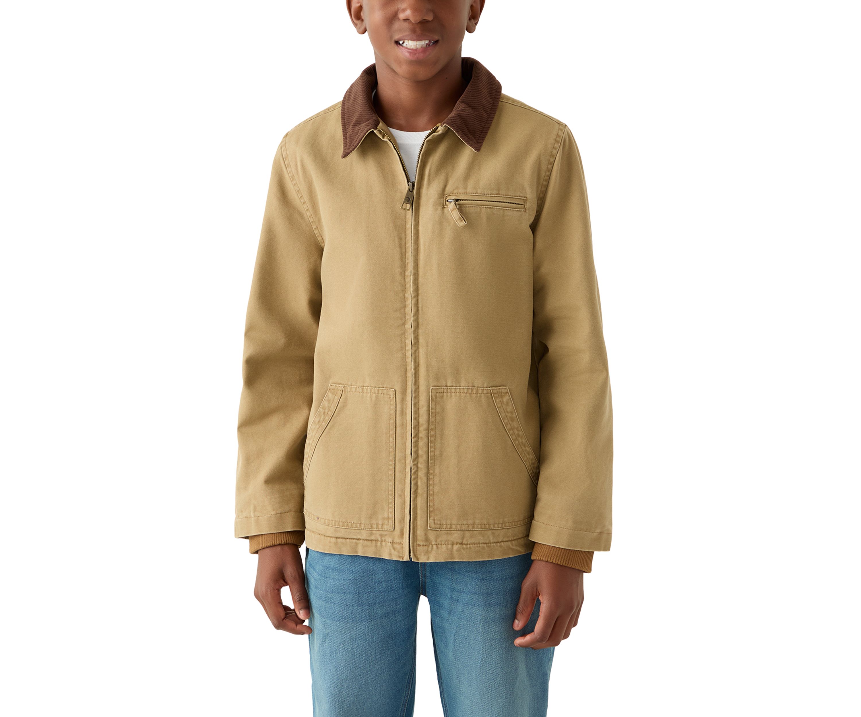 Boys 8-20 Collared Canvas Jacket