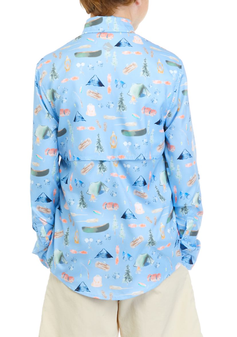 Boys 8-20 Long Sleeve Printed Fishing Shirt 