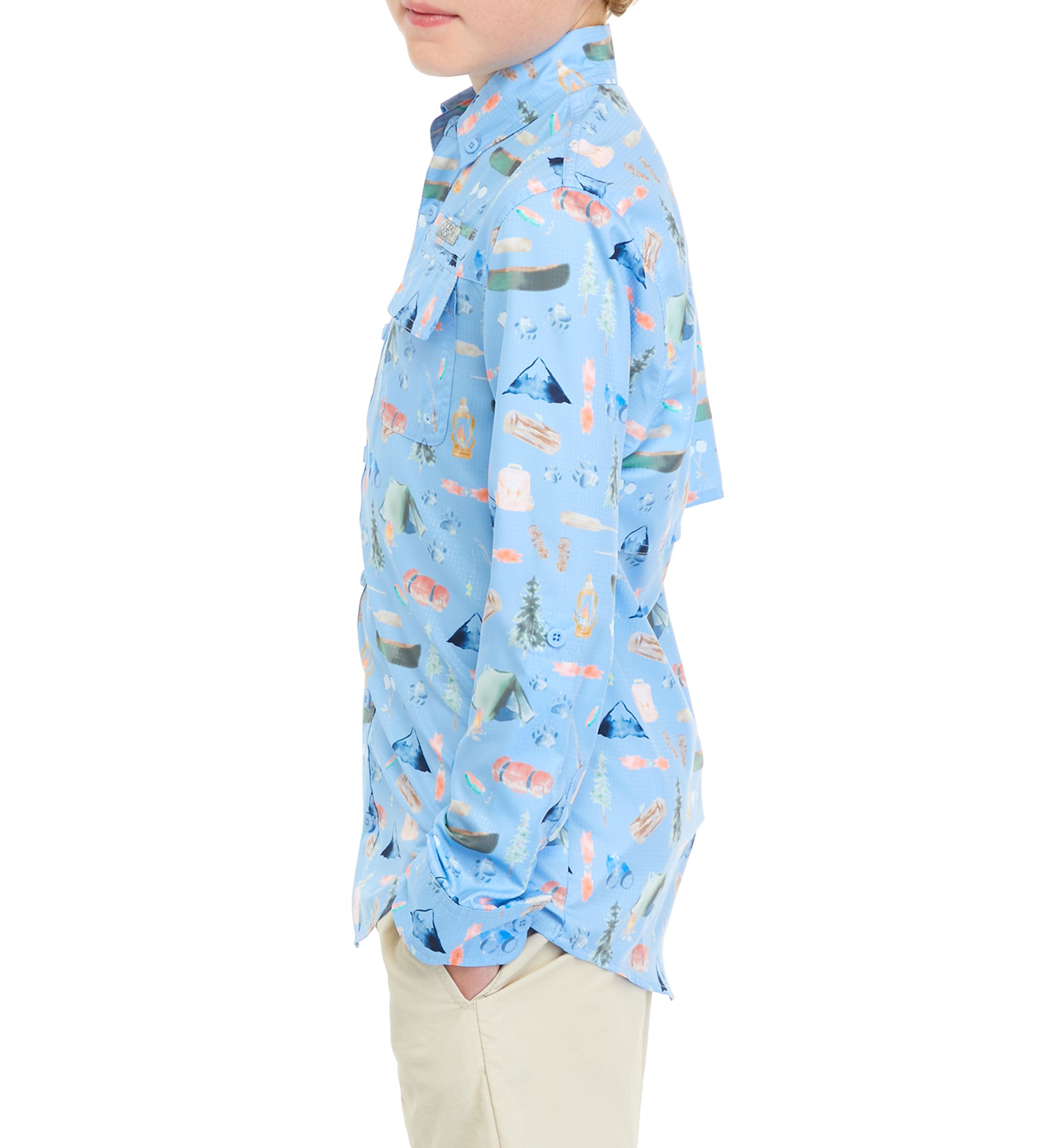 Boys 8-20 Long Sleeve Printed Fishing Shirt 