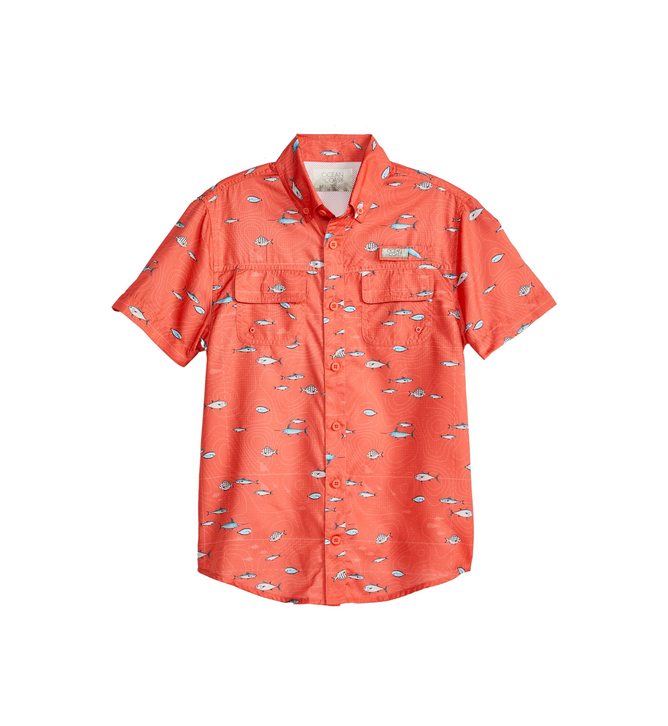 Boys 8-20 Short Sleeve Printed Fishing Shirt