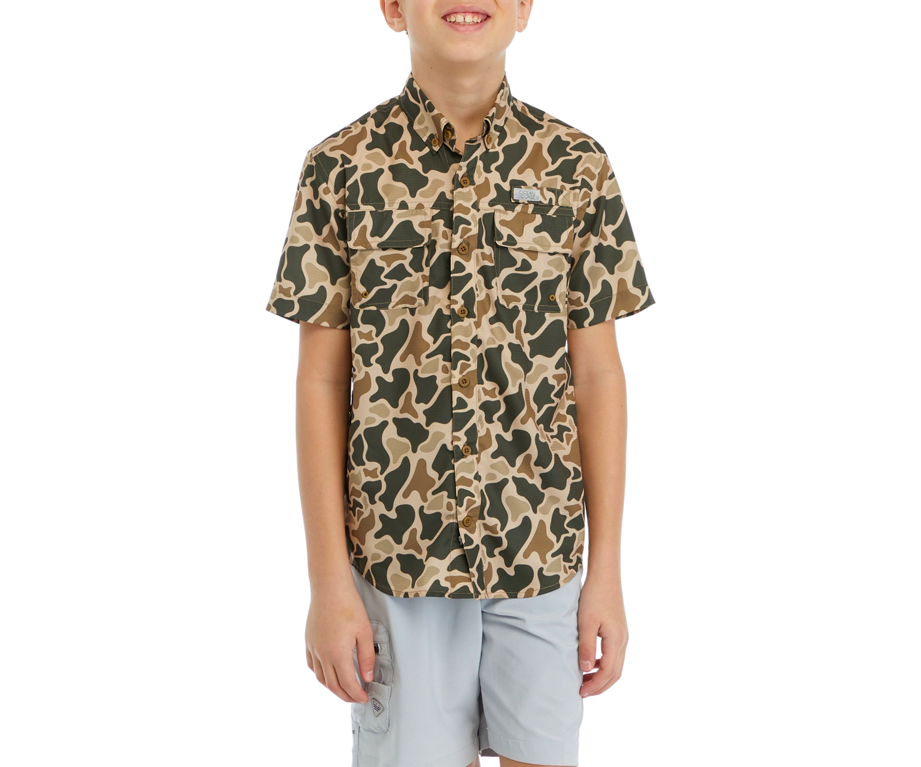 Boys 8-20 Short Sleeve Printed Fishing Shirt