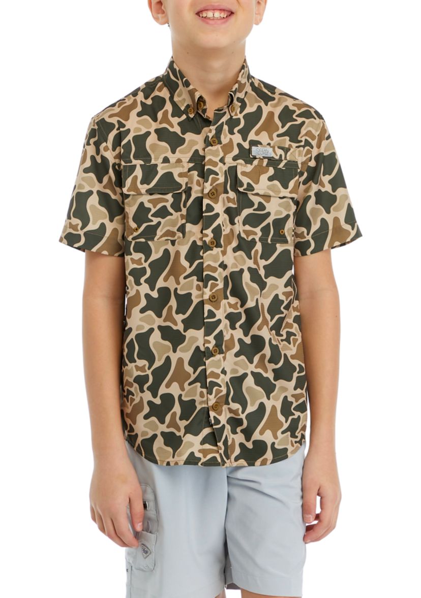 Boys 8-20 Short Sleeve Printed Fishing Shirt