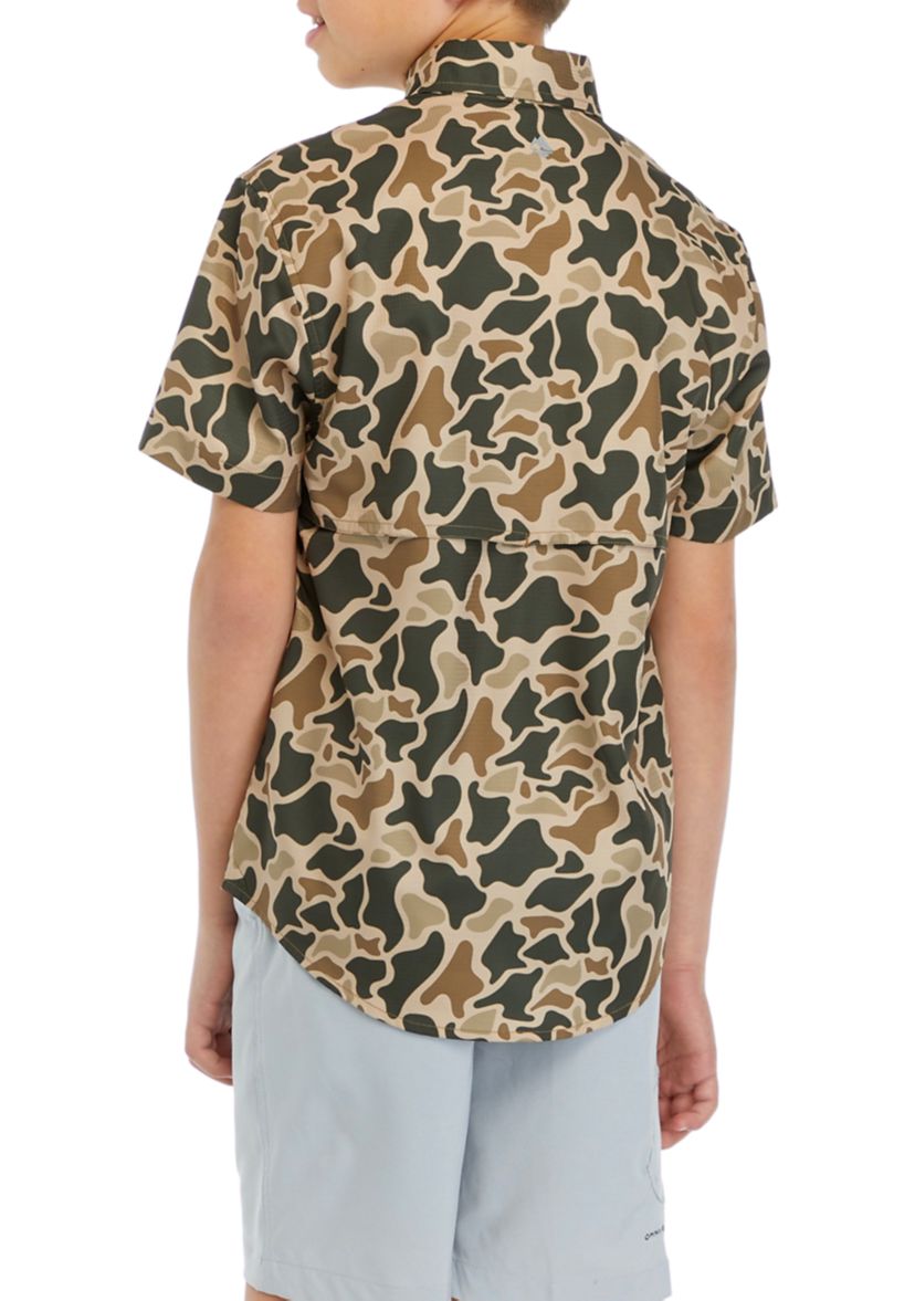 Boys 8-20 Short Sleeve Printed Fishing Shirt