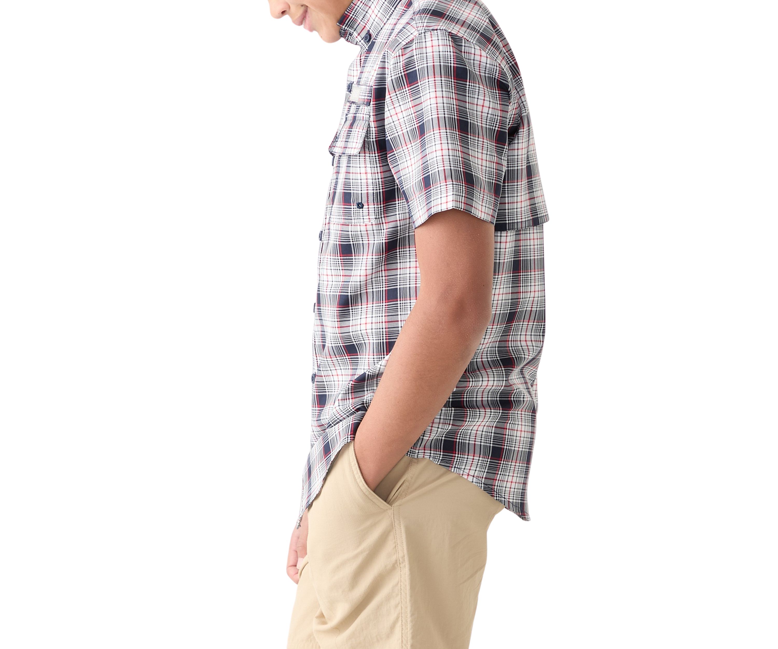 Boys 8-20 Short Sleeve Yarn Dyed Fishing Shirt