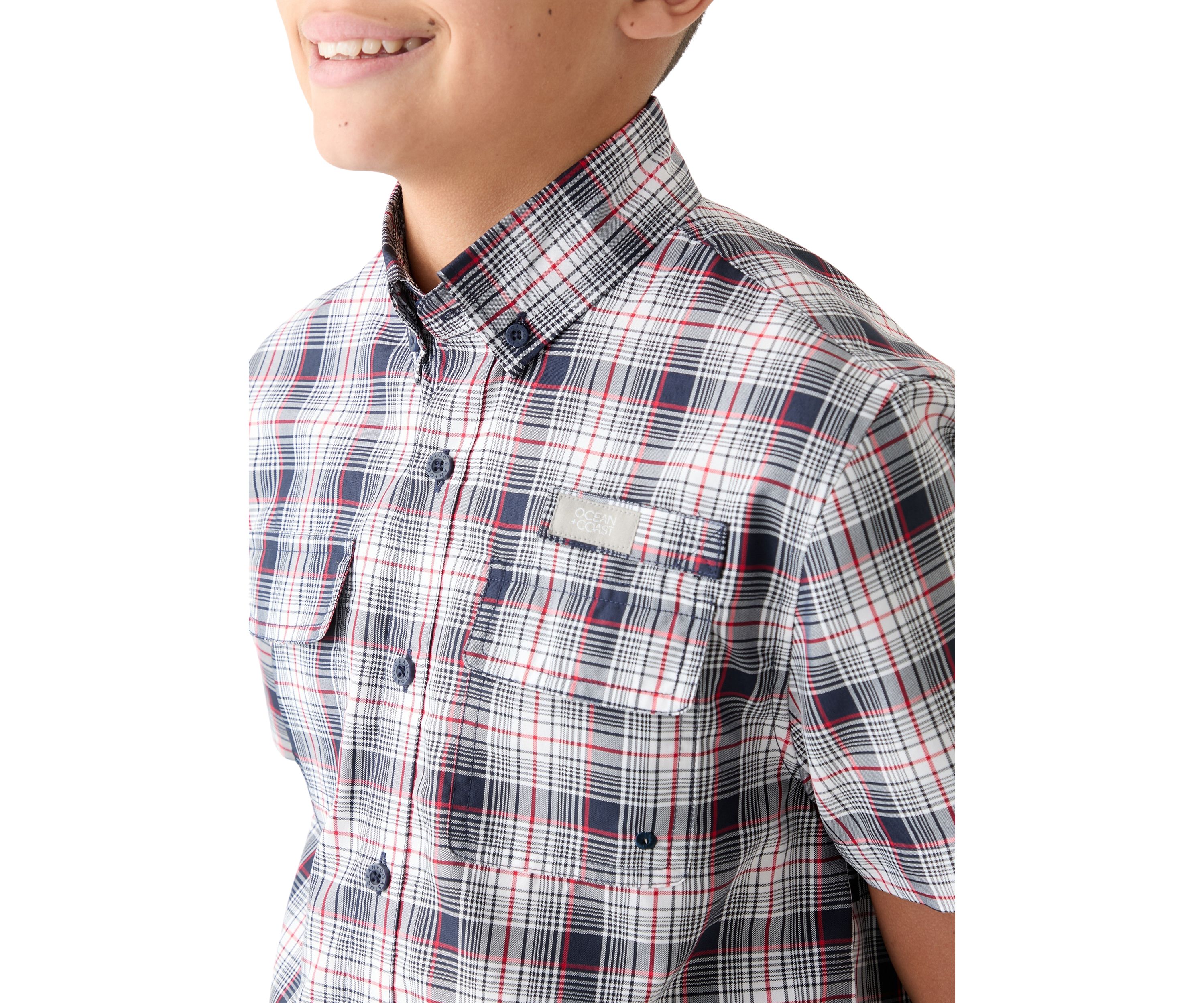 Boys 8-20 Short Sleeve Yarn Dyed Fishing Shirt