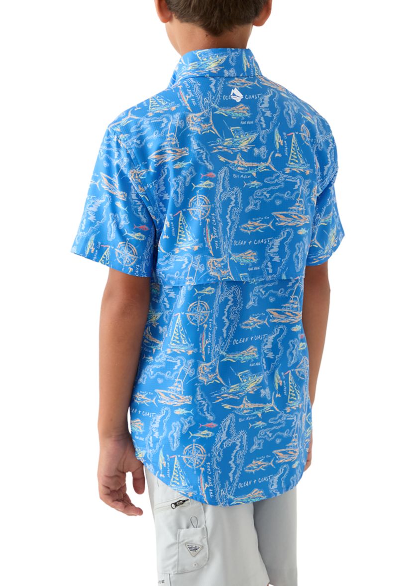 Chemise De Pêche Ocean + Coast Manches Courtes – Bleu, Taille XLT Pour Homme, état Correct