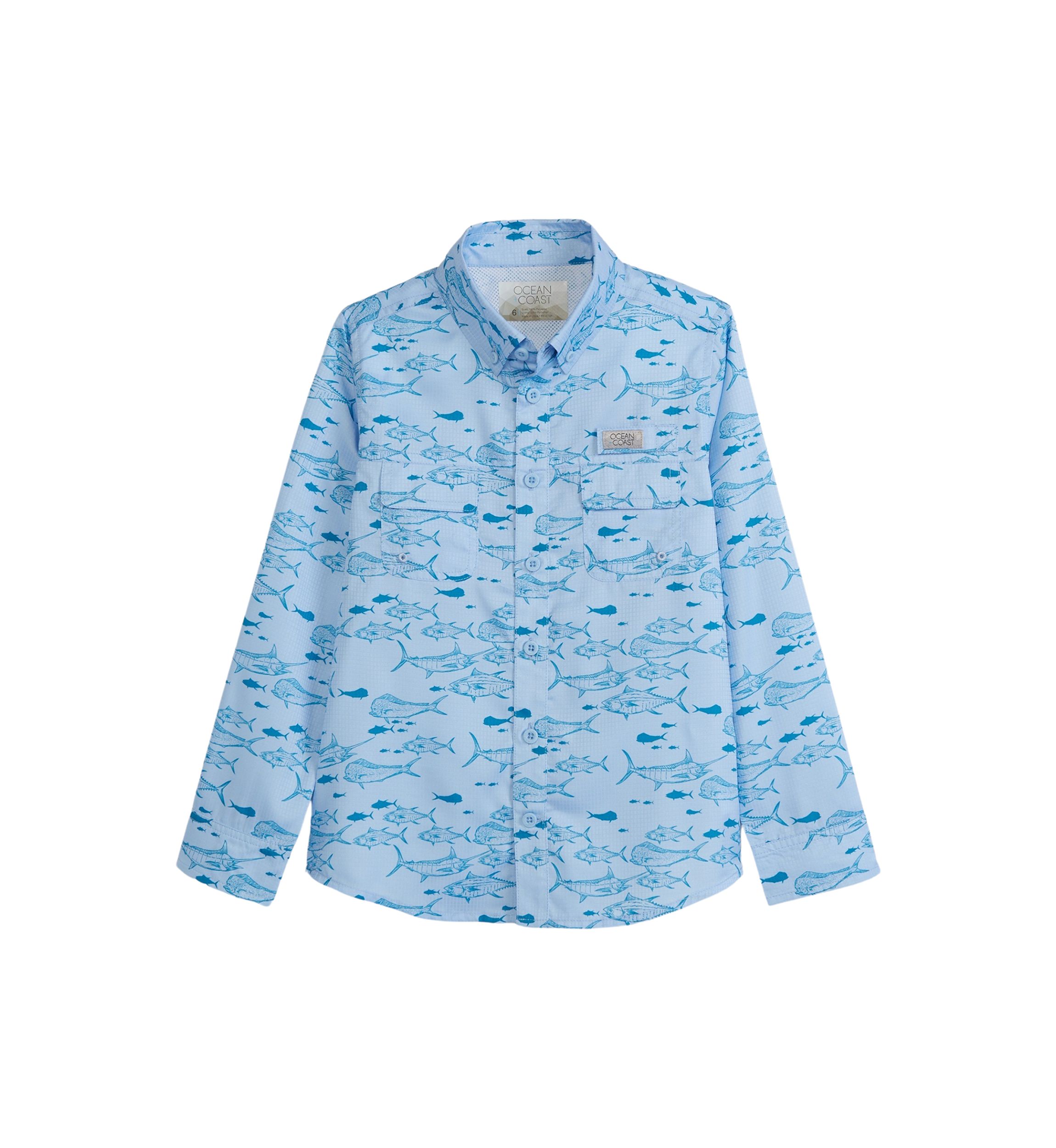 Boys 4-7 Long Sleeve Printed Fishing Shirt
