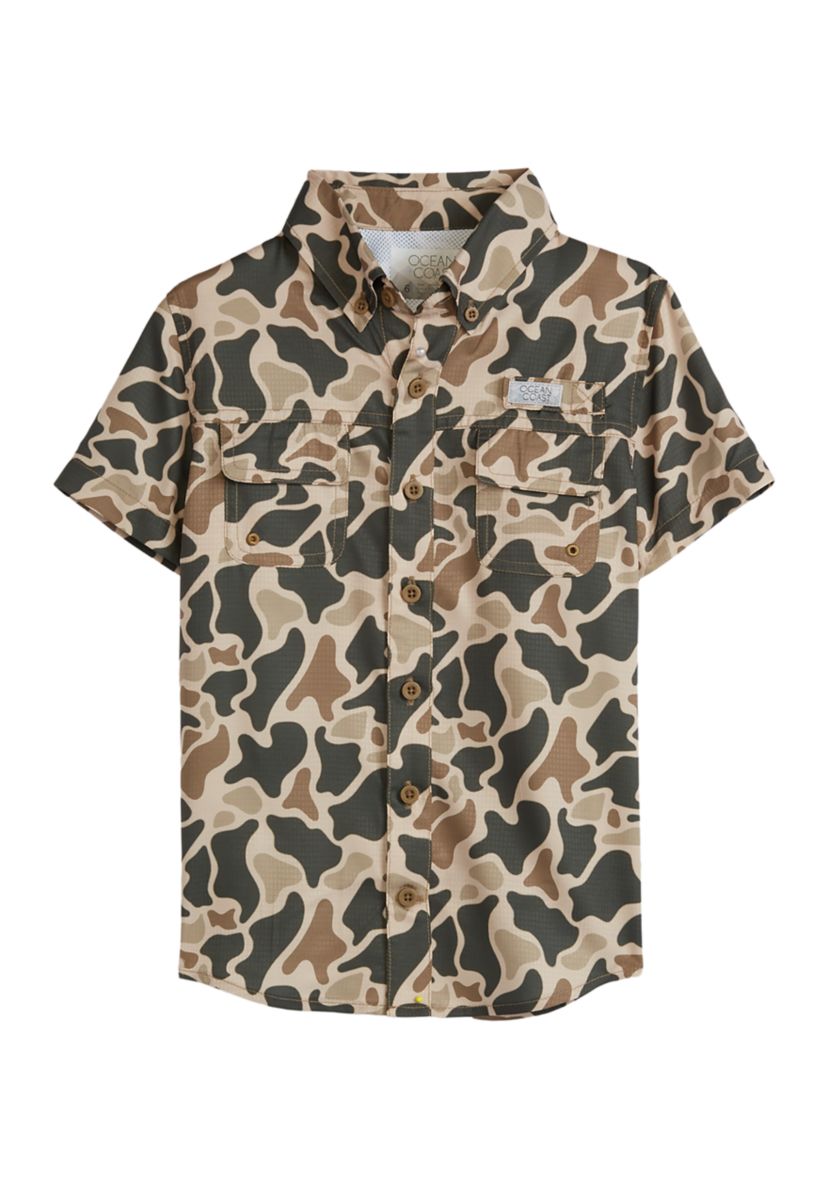 Boys 4-7 Short Sleeve Printed Fishing Shirt