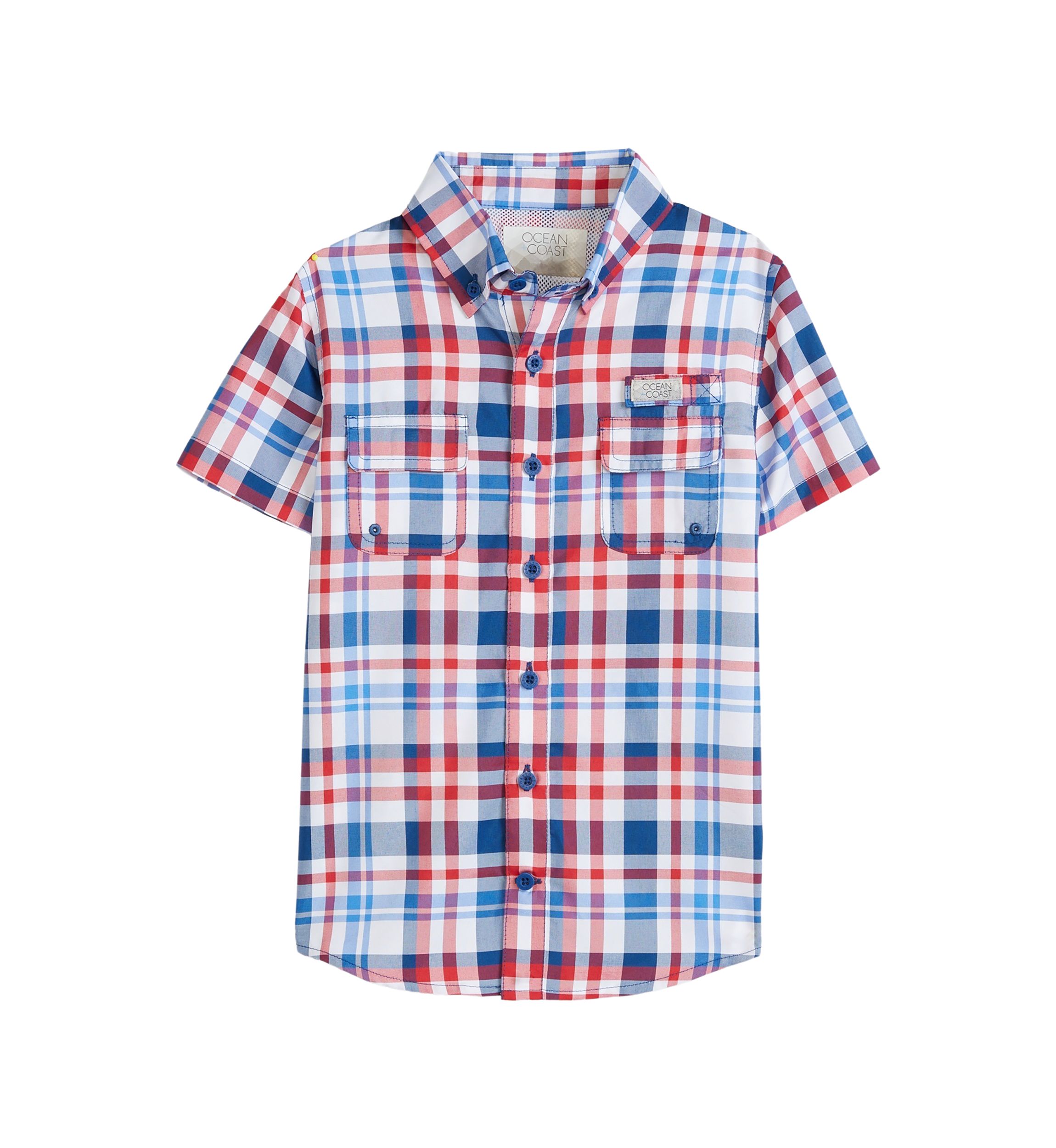 Boys 4-7 Plaid Printed Fishing Shirt