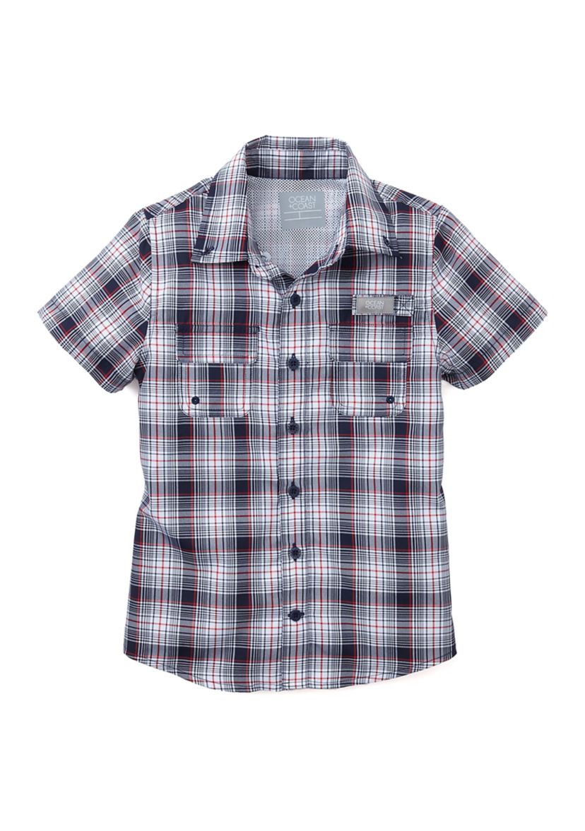 Boys 4-7 Short Sleeve Yarn Dyed Fishing Shirt
