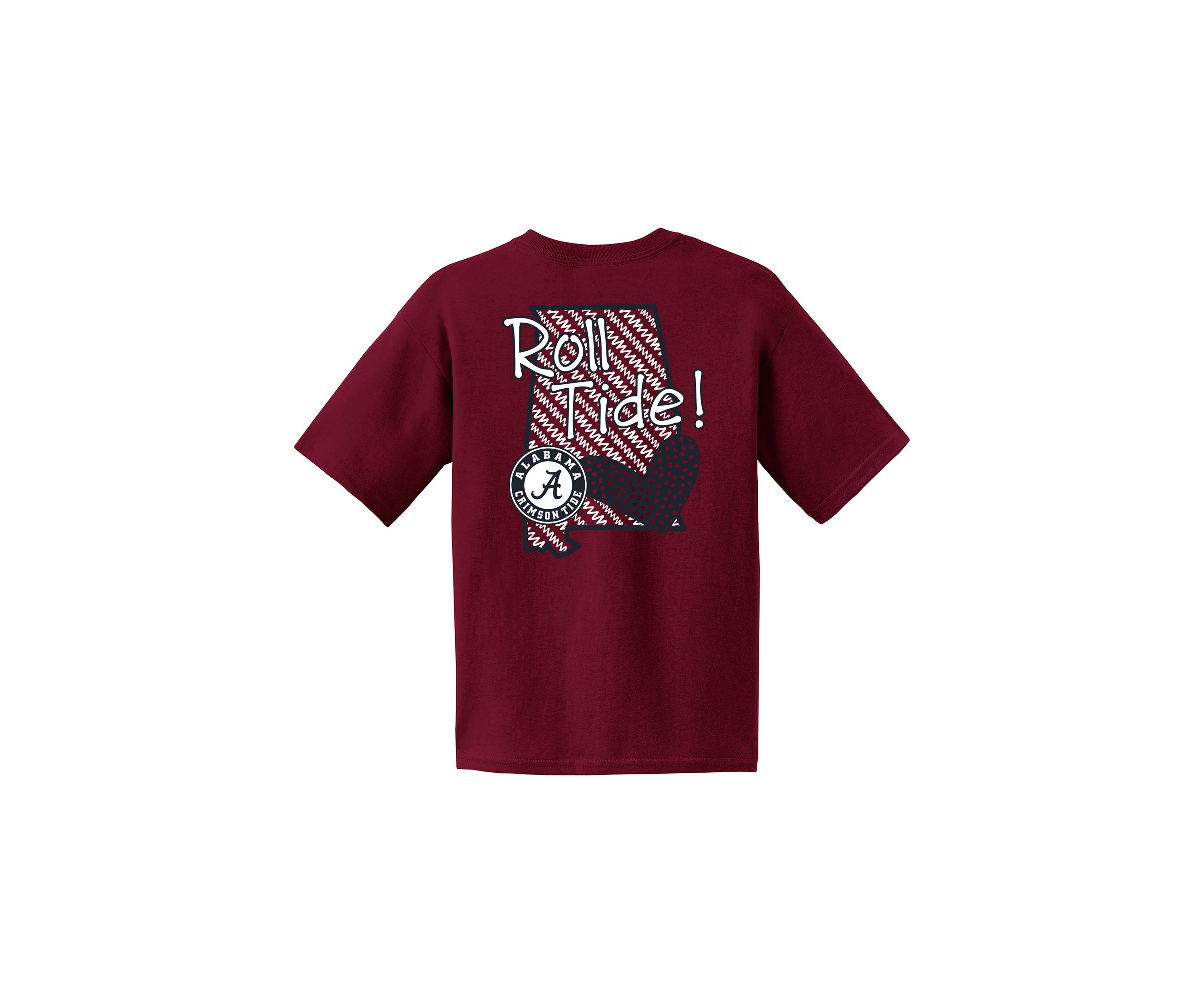Youth NCAA Alabama Crimson Tide Short Sleeve Pattern Heart Graphic T-Shirt