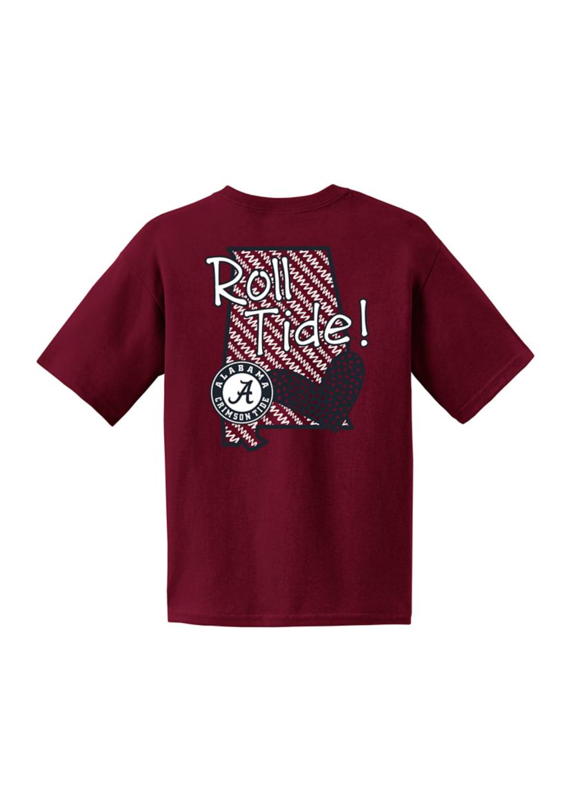 Youth NCAA Alabama Crimson Tide Short Sleeve Pattern Heart Graphic T-Shirt