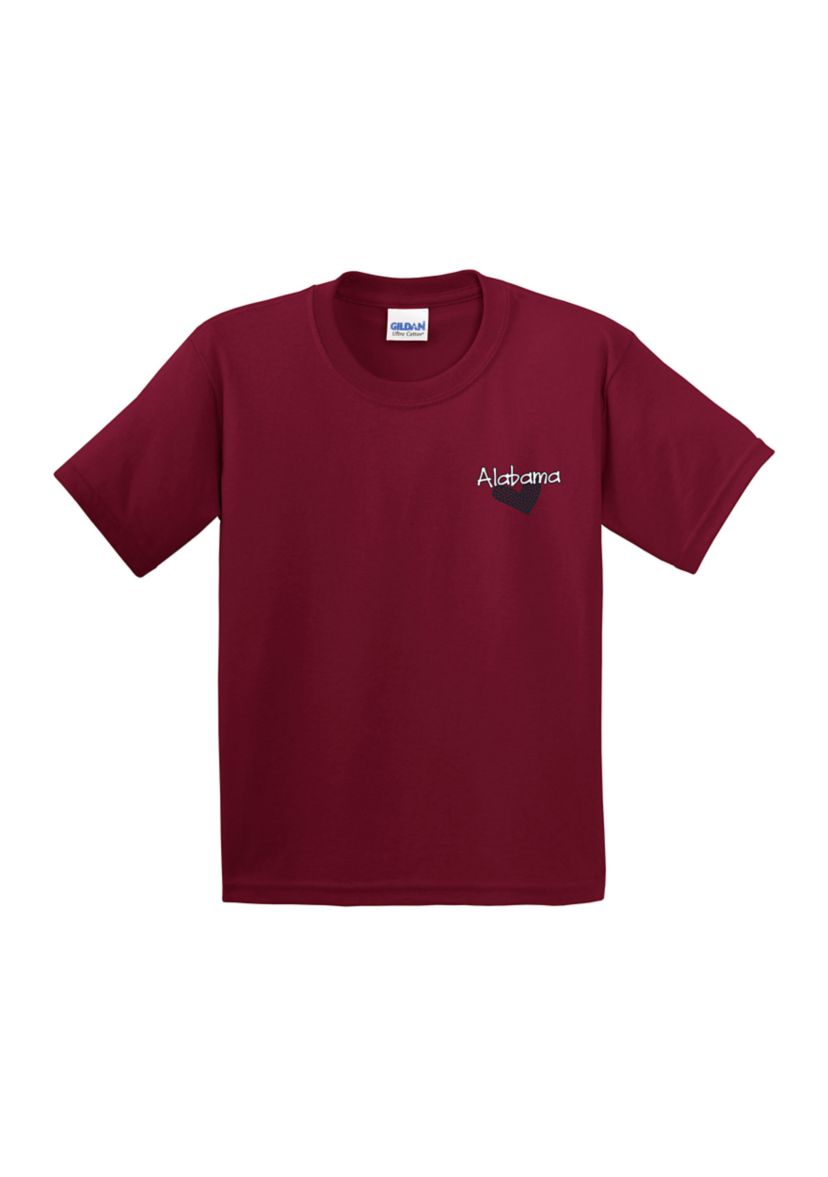 Youth NCAA Alabama Crimson Tide Short Sleeve Pattern Heart Graphic T-Shirt