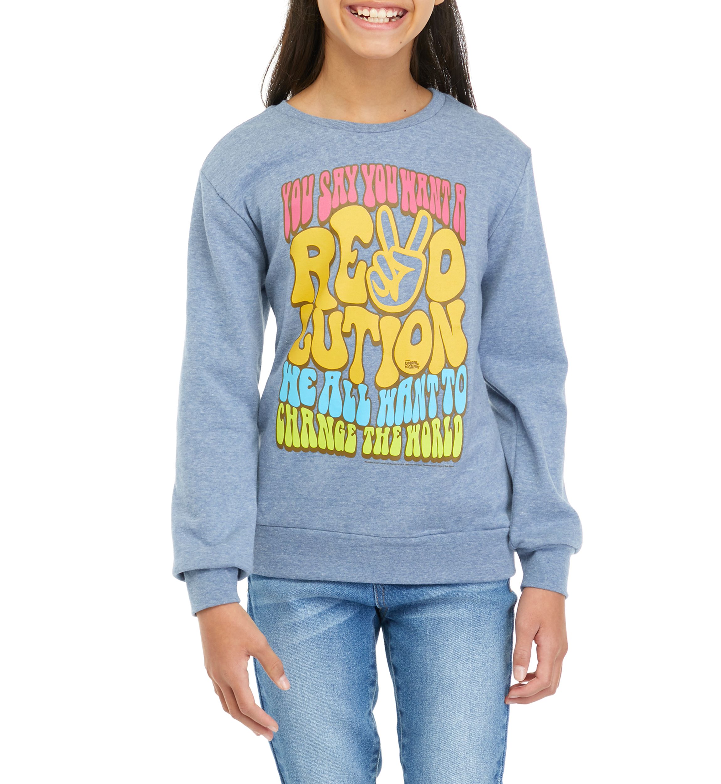 Girls 7-16 Crew Neck Revolution Graphic Pullover