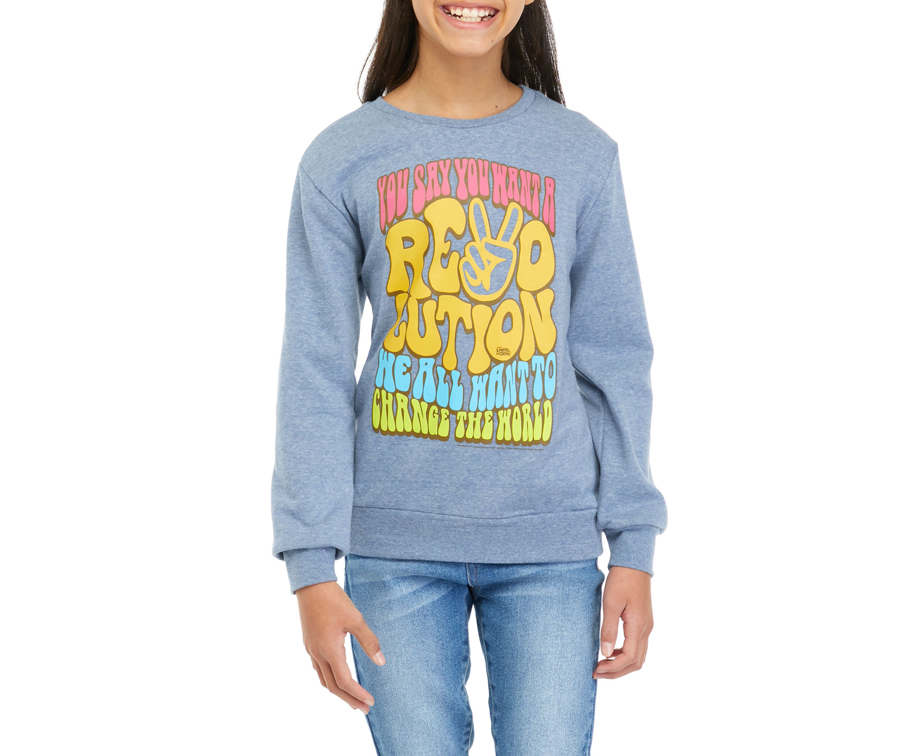 Girls 7-16 Crew Neck Revolution Graphic Pullover