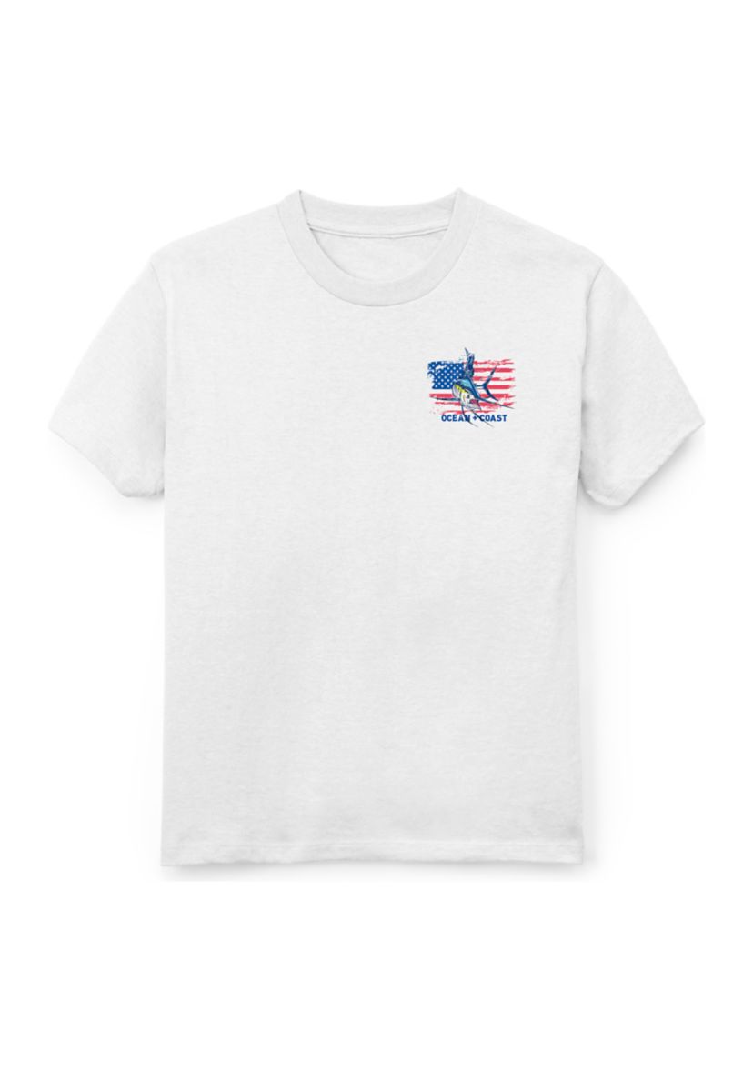 Boys 8-20 American Flag Fish Short Sleeve T-Shirt