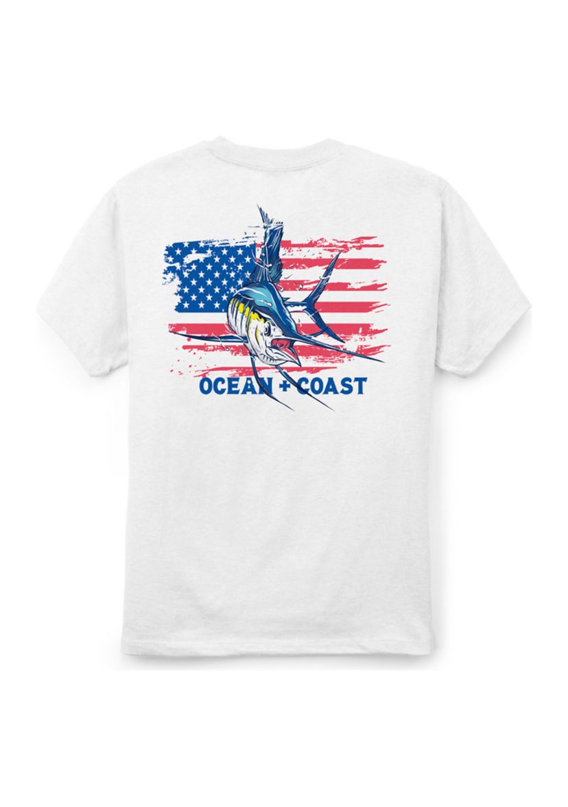 Boys 8-20 American Flag Fish Short Sleeve T-Shirt