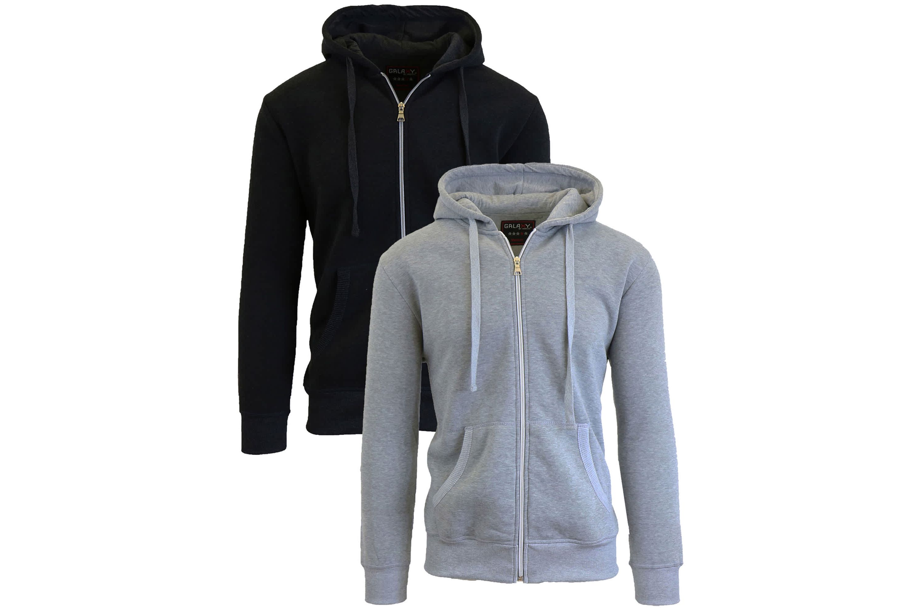 Galaxy By Harvic Boys Slim Fit Fleece Lined Zip Up Hoodie-2 Pack