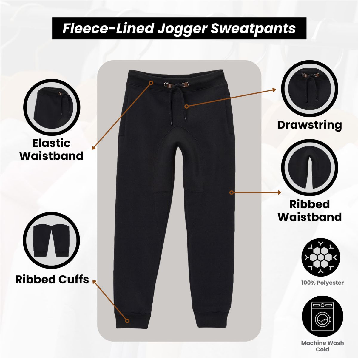 Galaxy By Harvic Boys Slim-Fit Fleece Jogger Sweatpants