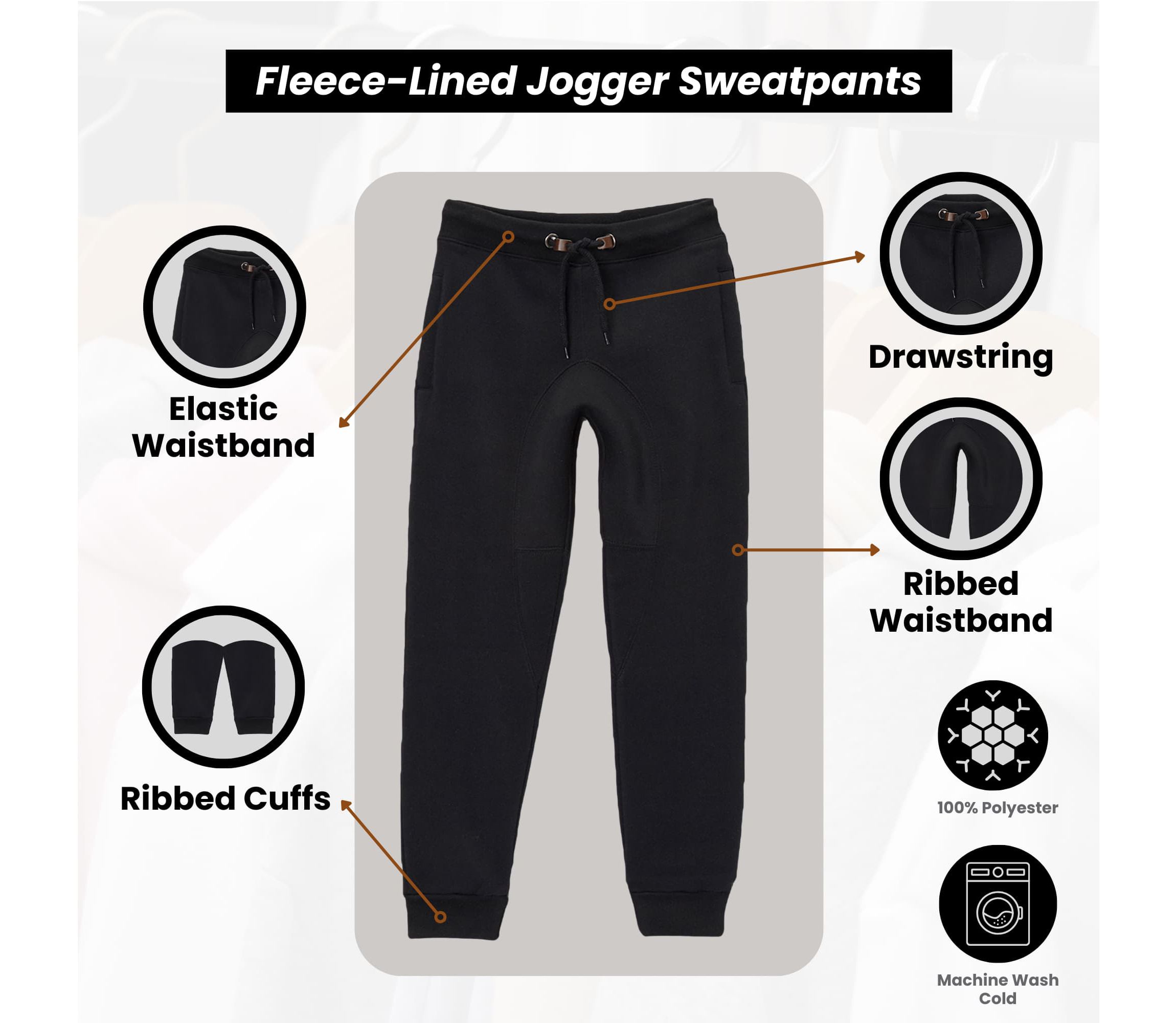 Galaxy By Harvic Boys Slim-Fit Fleece Jogger Sweatpants