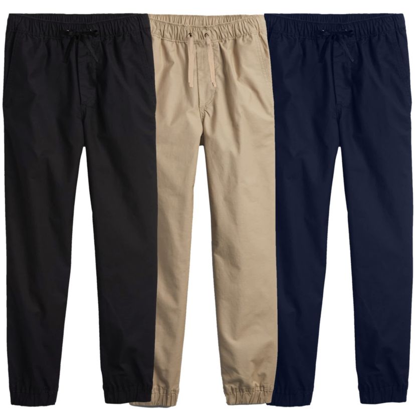 Jump start Boys Slim Fitting Cotton Stretch Classic Twill Joggers-3 Pack