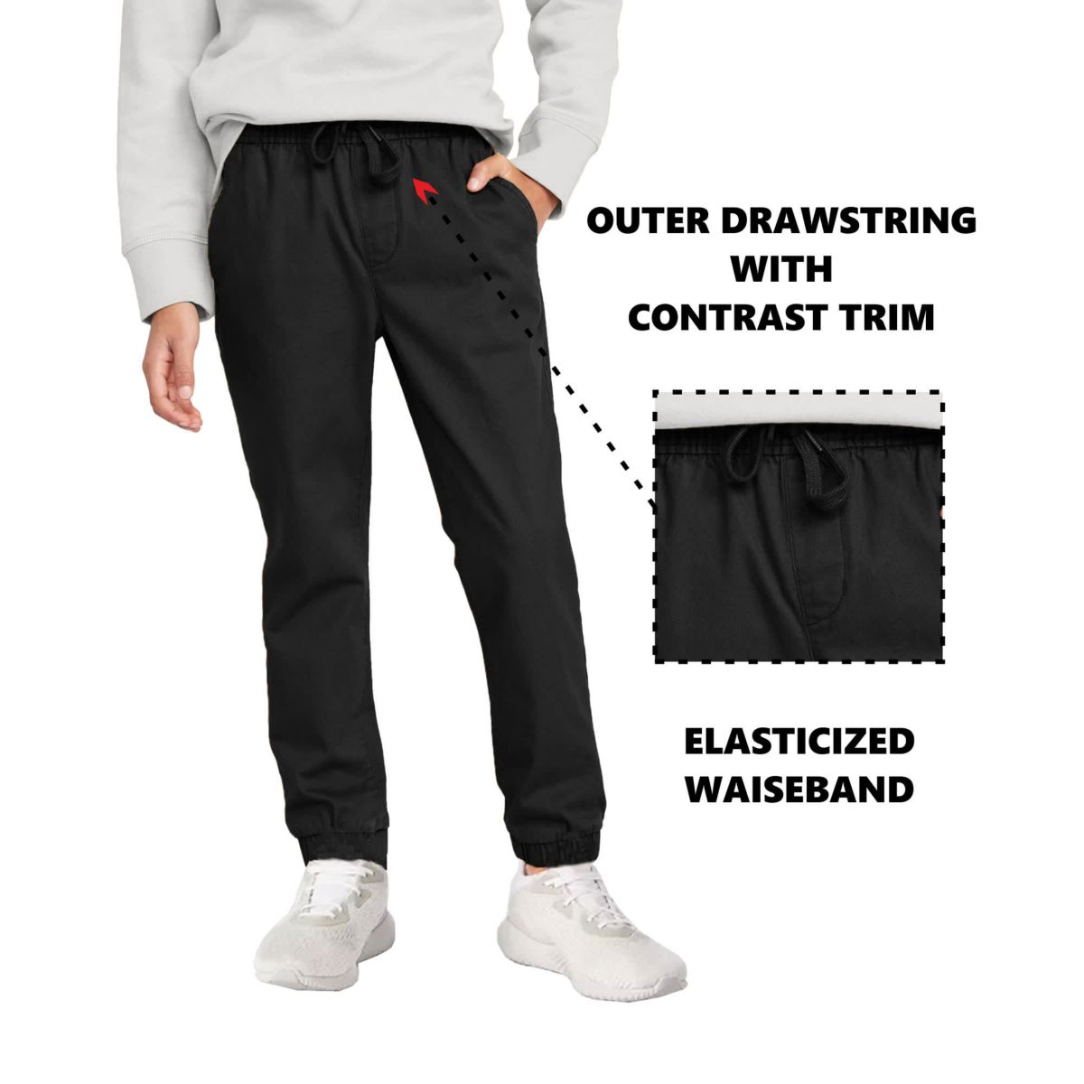 Jump start Boys Slim Fitting Cotton Stretch Classic Twill Joggers