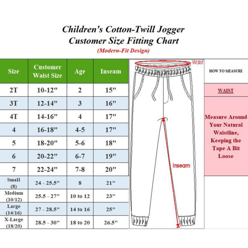 Jump start Boys Slim Fitting Cotton Stretch Classic Twill Joggers